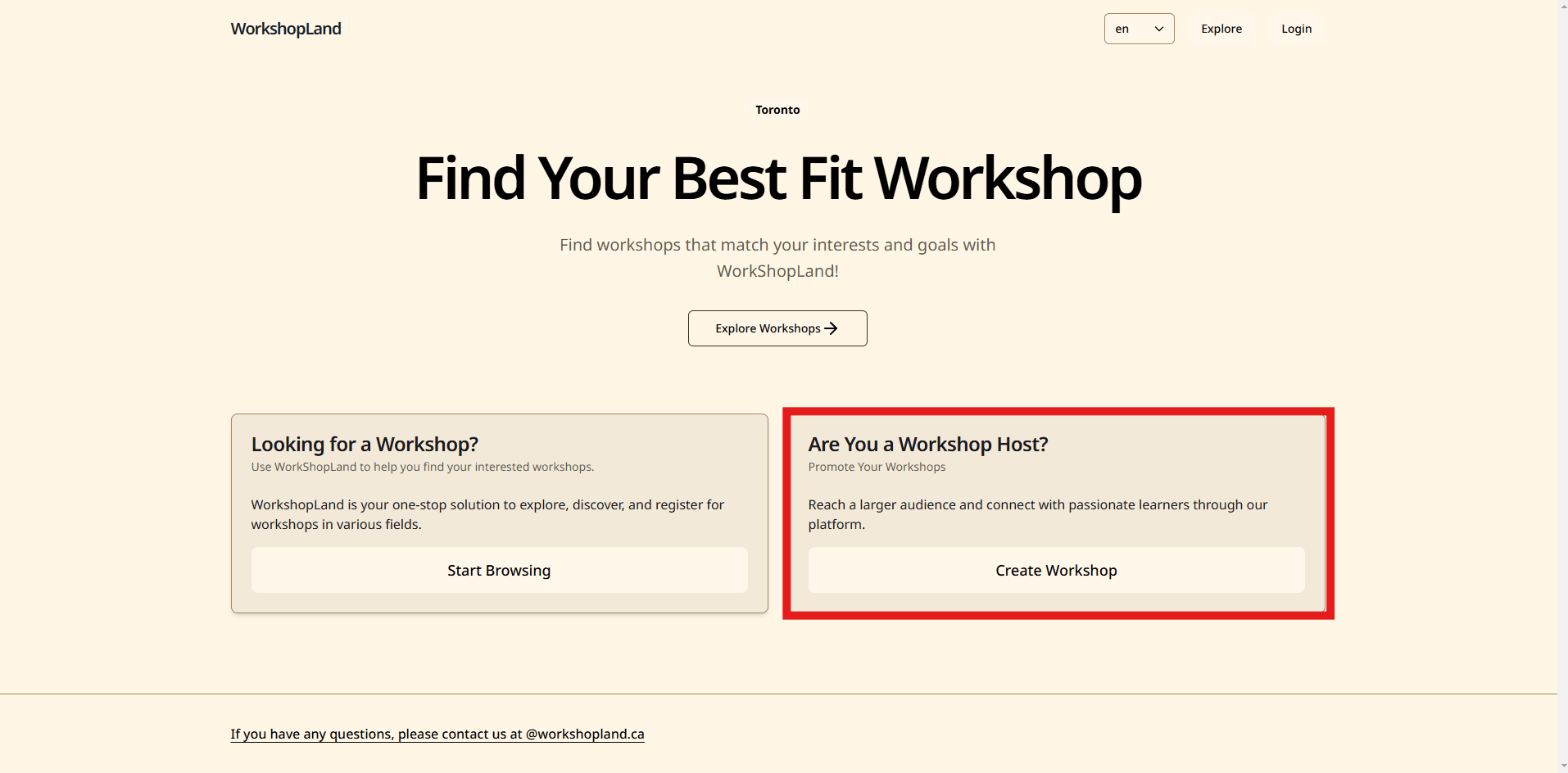 Step 1: Create a Workshop